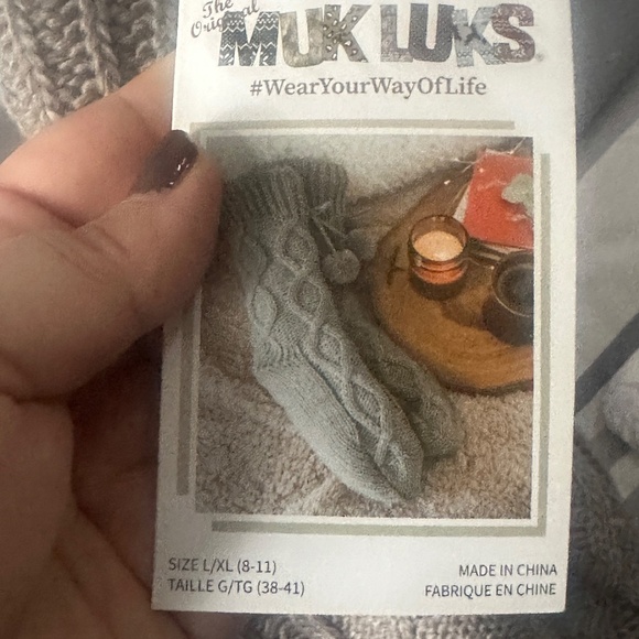 Muk Luks Slipper Socks Boot Cabin Fleece Lined Size Large 8-11 NEW - Picture 3 of 4